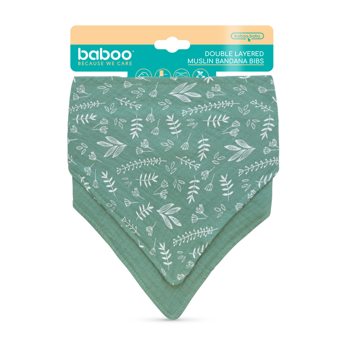 Baboo® bandane muselina dublu strat 2 buc. Green