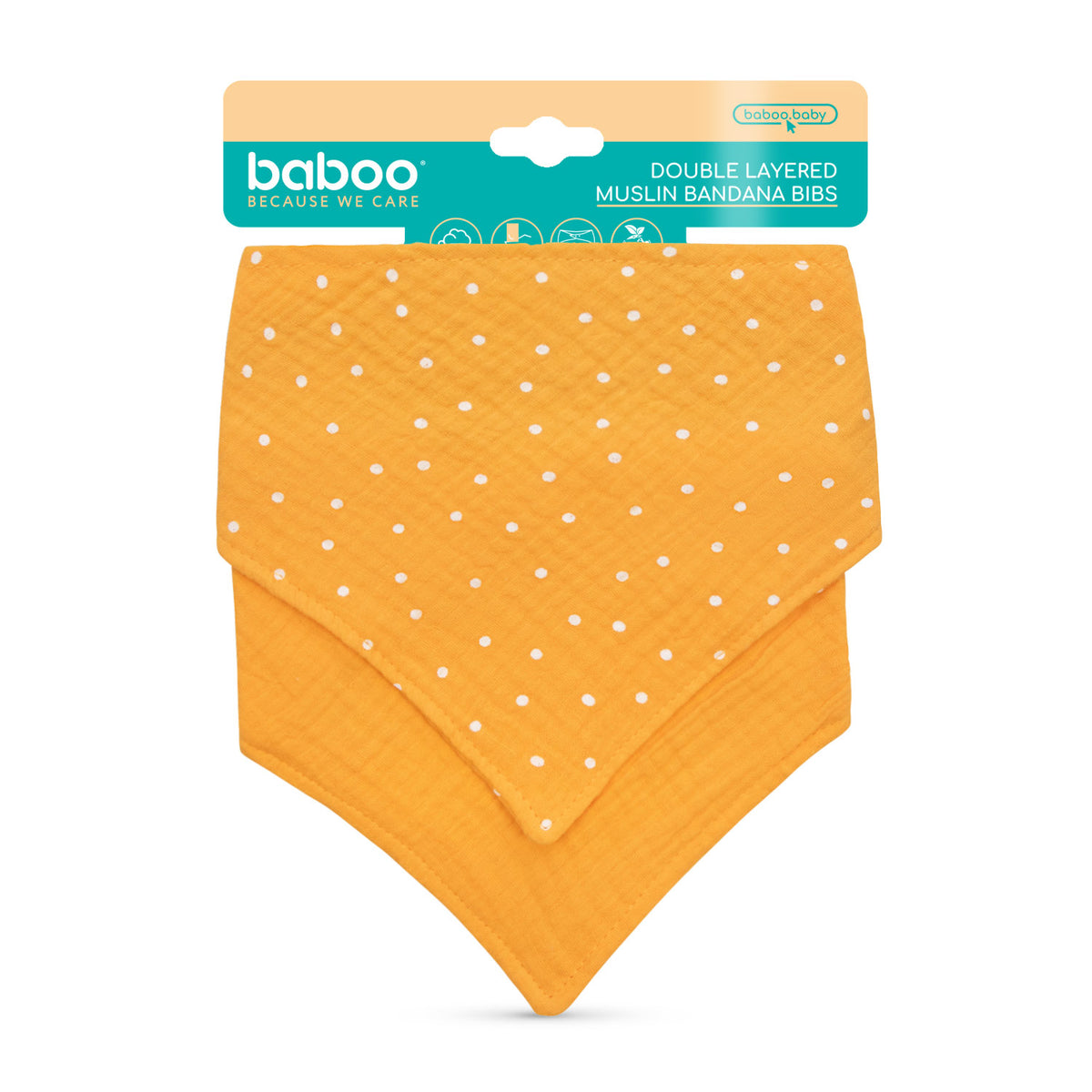 Baboo® bandane mussola doppio strato 2 pz. Arancione