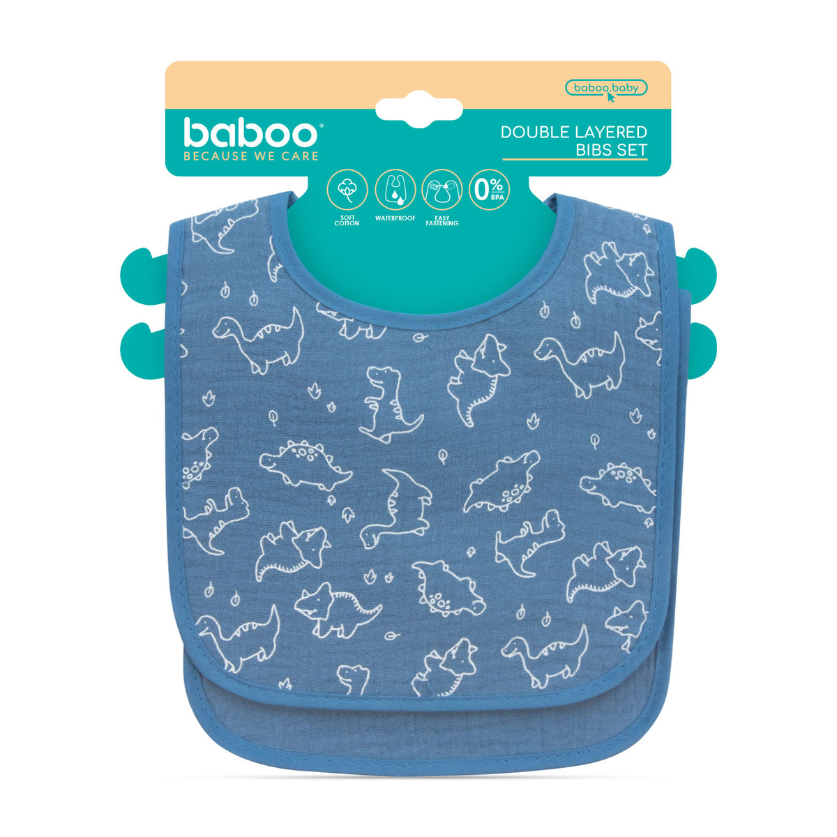 Baboo® bavete muselina dublu strat & PEVA 2 buc. Blue