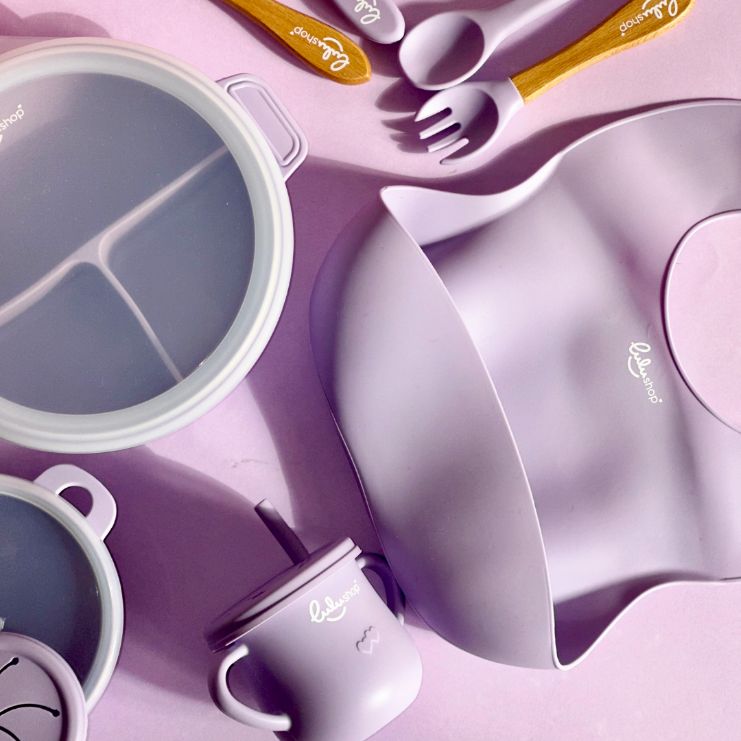 Set Lulushop Diversificare si Hranire 9 piese - Baby's needs - Lavander Mist