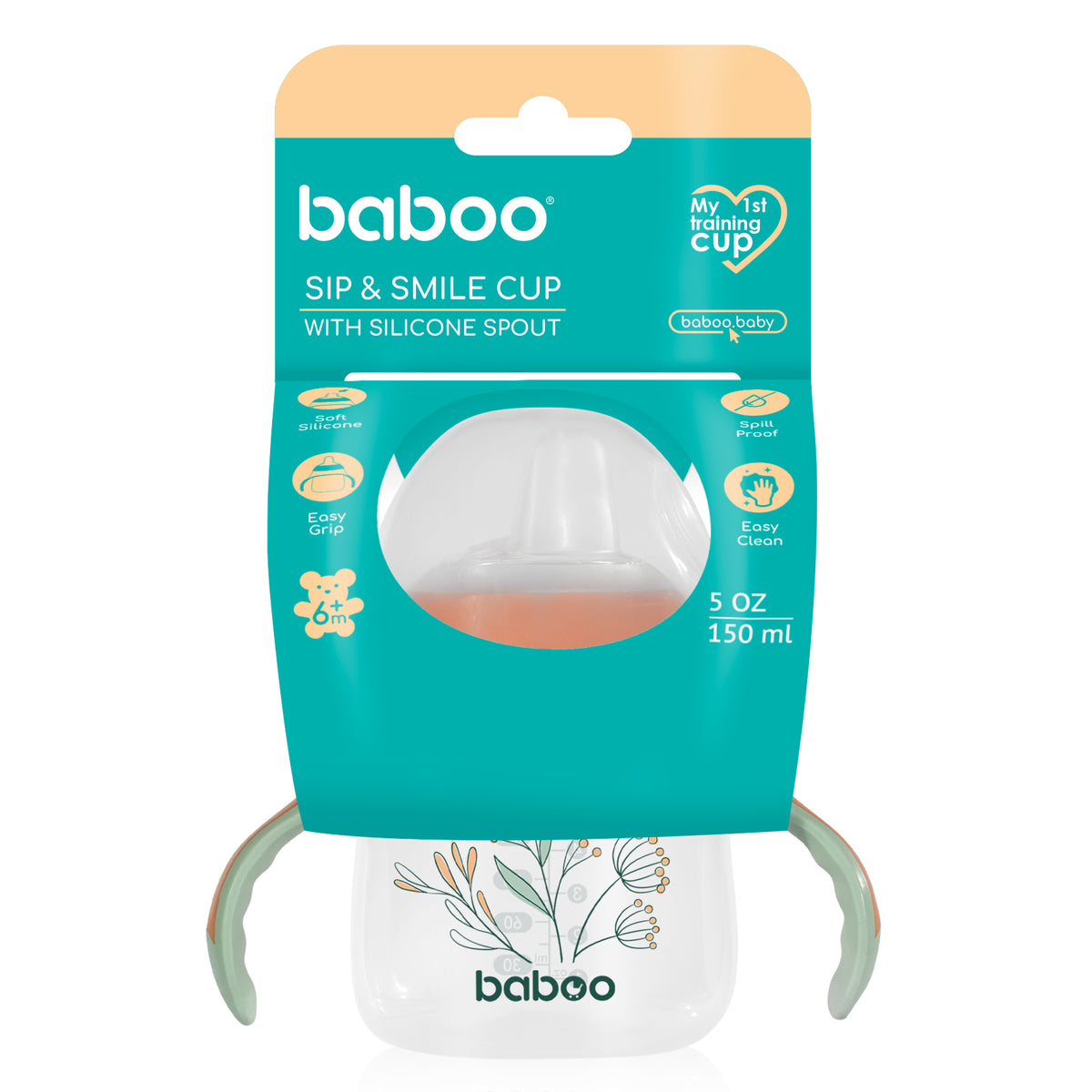 Baboo® Căniță cu guriță din silicon, 150 ml, 6 luni+