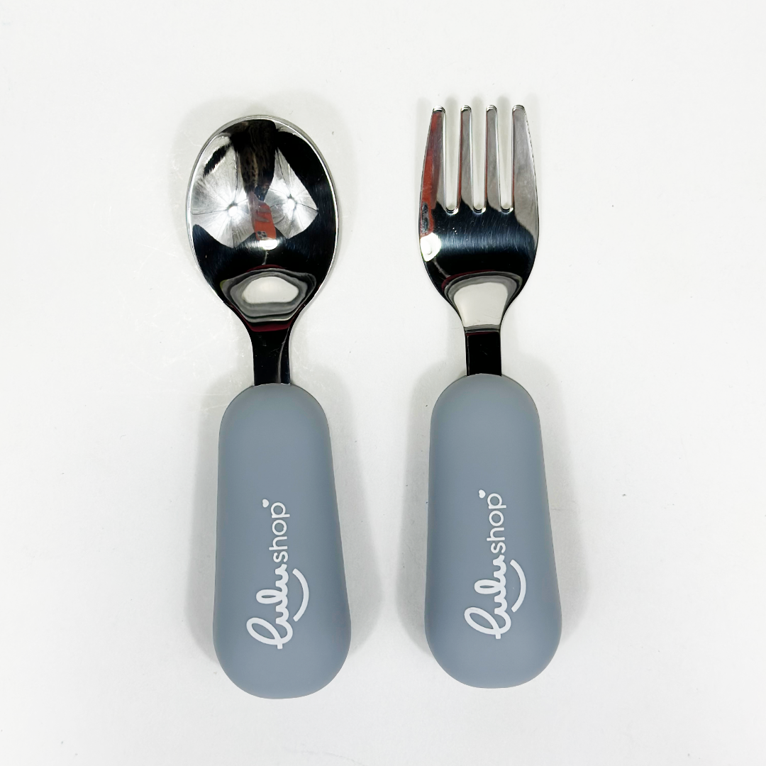 Set 2 pezzi Forchetta e Cucchiaio Apprendimento Mountain Blue