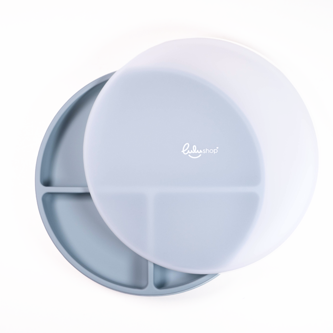 Piatto Rotondo in Silicone con Coperchio Ocean Blue