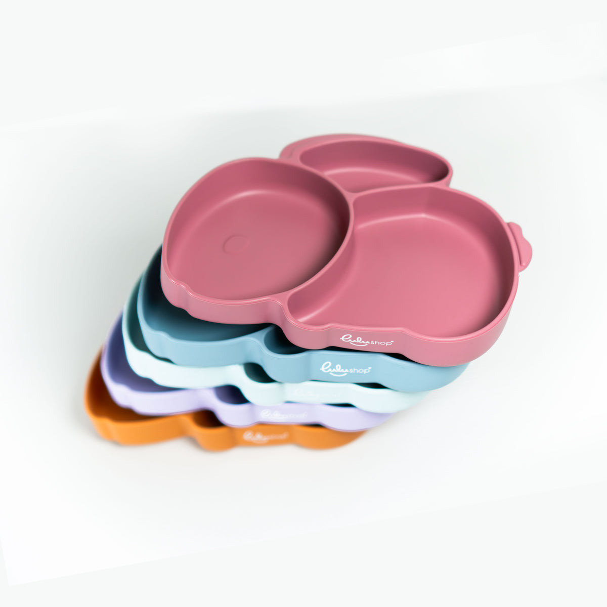Piatto Ventosa Compartimentato in Silicone Coniglietto – Reddish Orange