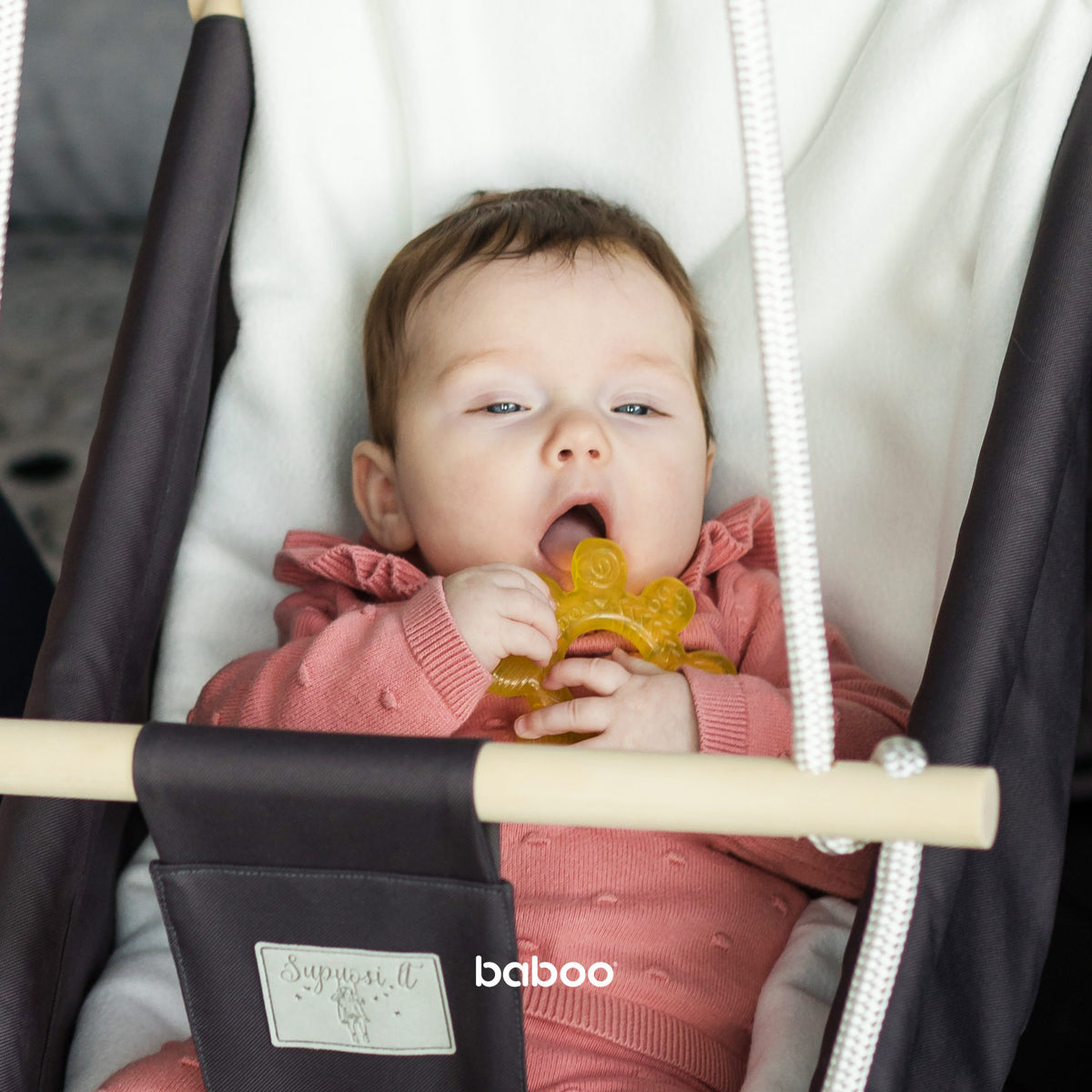 Baboo® Anello gengivale, giocattolo per la dentizione, giallo, 4 mesi+