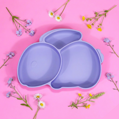 Piatto Ventosa Compartimentato in Silicone Coniglietto – Lavender Mist