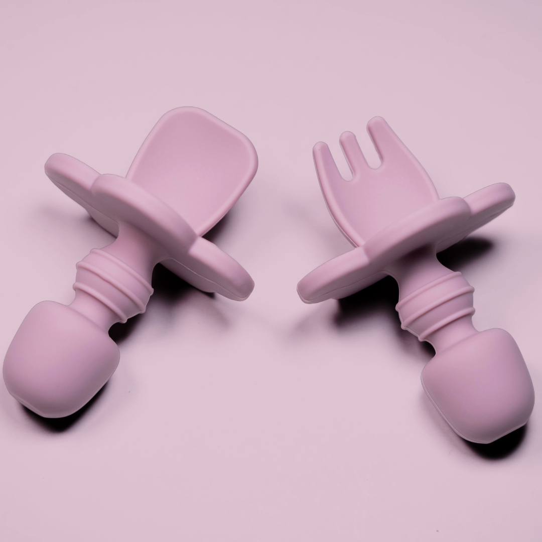 Set 2 pezzi Mini Forchetta e Cucchiaino in Silicone Dusty Pink