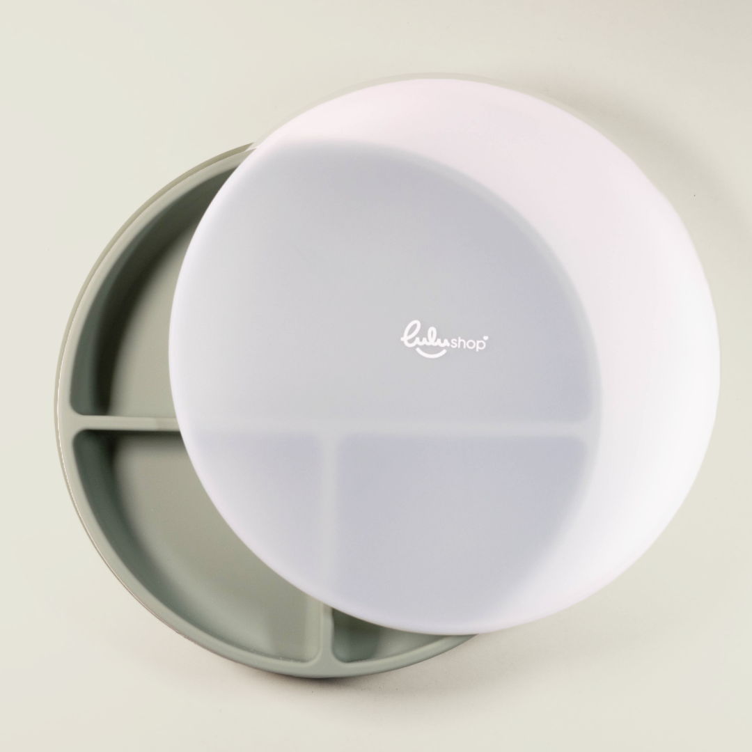 Piatto in silicone rotondo con coperchio verde foresta