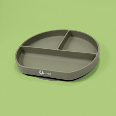Piatto Compartimentato in Silicone con Ventosa Antiscivolo – Bambus Green