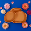 Piatto Ventosa Compartimentato in Silicone Coniglietto – Reddish Orange