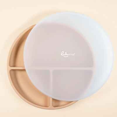 Farfurie Silicon Rotunda cu Capac Cream Apricot