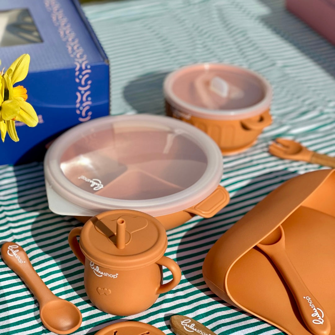 Set Pappa in Silicone 9 Pezzi per lo Svezzamento – Baby's Needs – Reddish Orange
