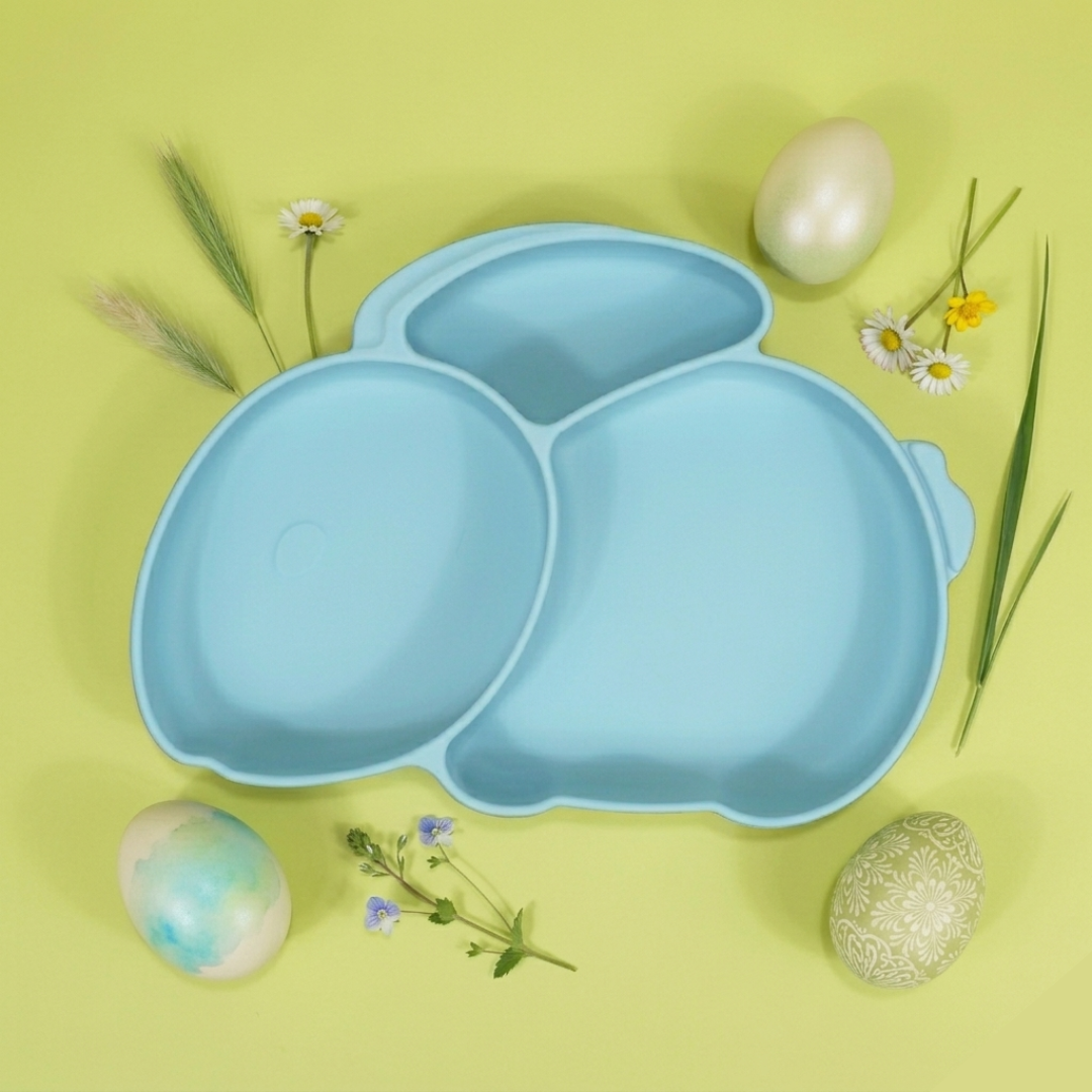 Piatto Ventosa Compartimentato in Silicone Coniglietto – Edgewater Blue