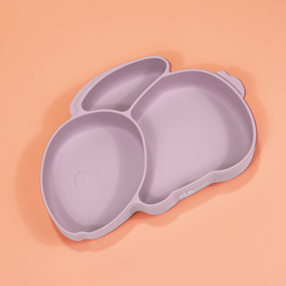 Piatto Ventosa Compartimentato in Silicone Coniglietto – Oyster Pink