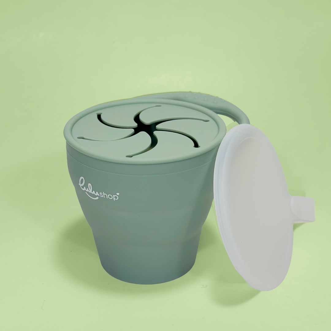 Tazza pieghevole in silicone con coperchio Snack-up Forest Green