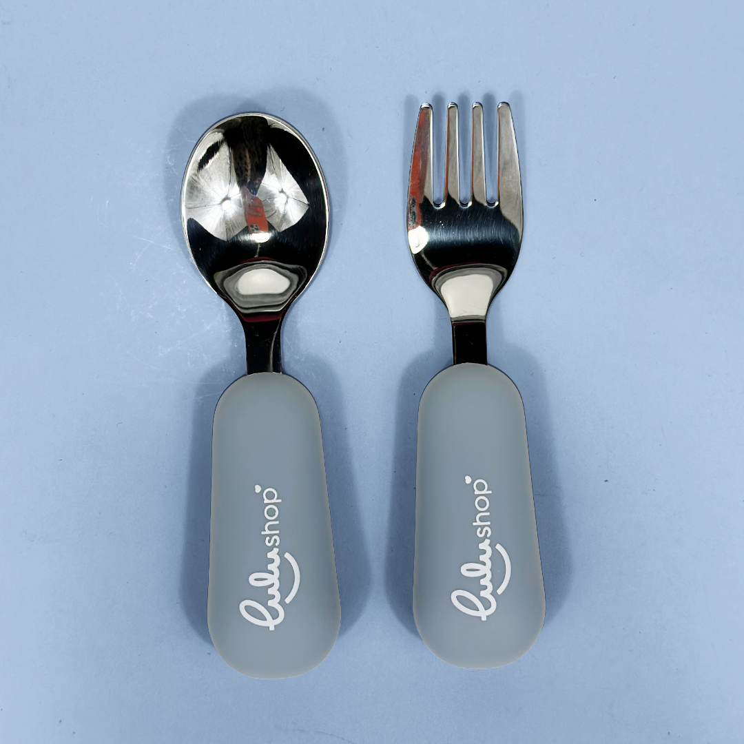 Set 2 pezzi Forchetta e Cucchiaio Apprendimento Mountain Blue