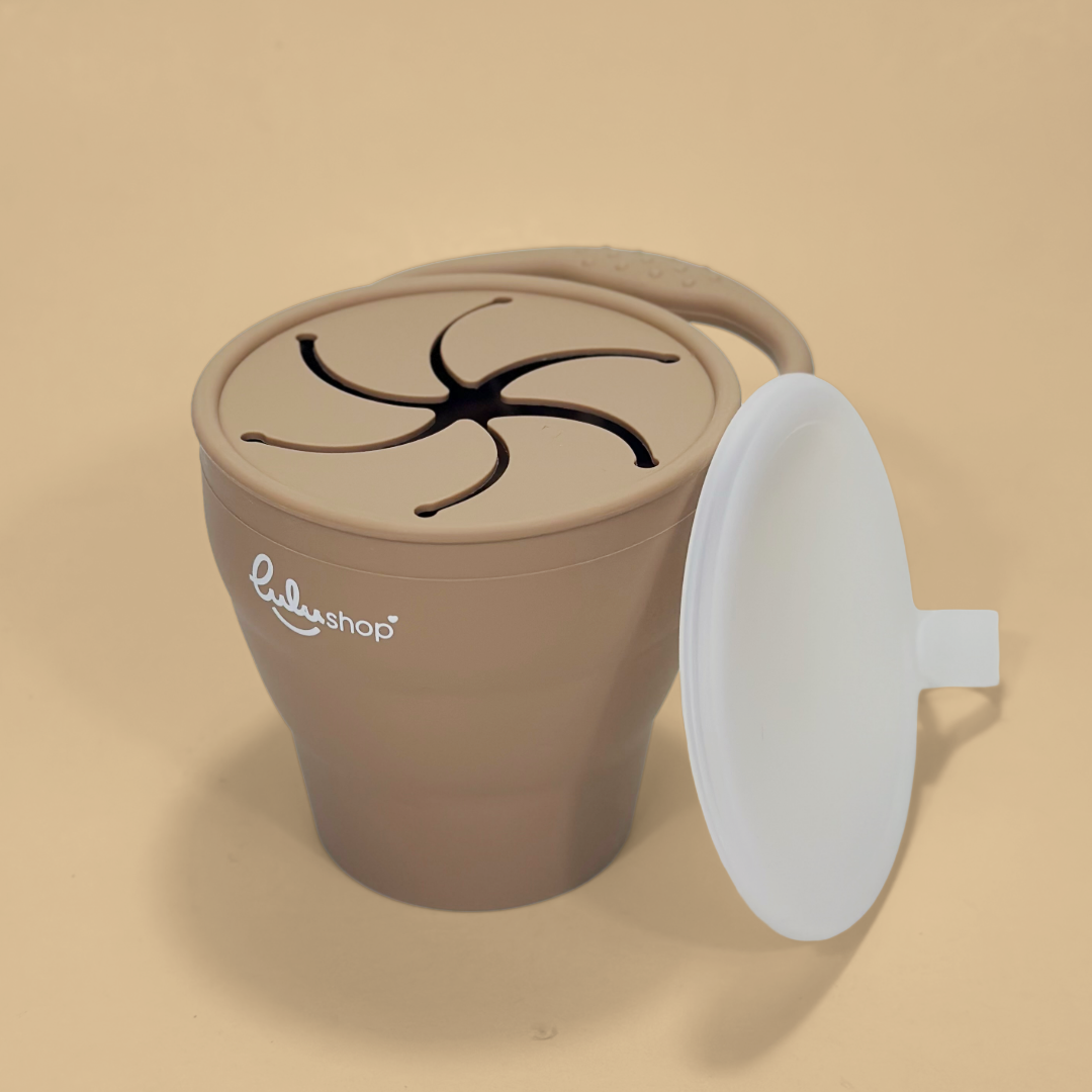 Bicchiere Anti-rovesciamento in Silicone con Coperchio Snack-up Deep Apricot