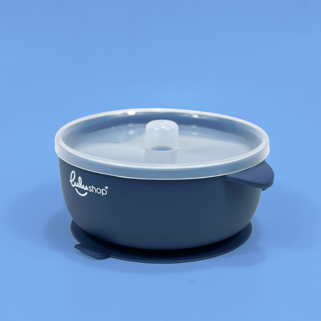 Ciotola in silicone con coperchio Marble Blue