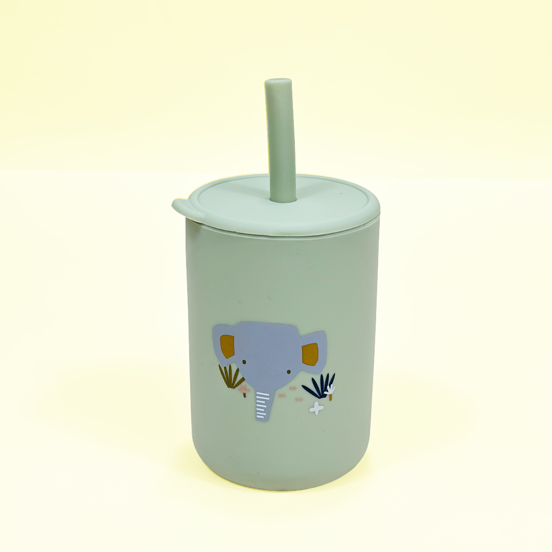Bicchiere in silicone con cannuccia per neonati e bambini 150ml