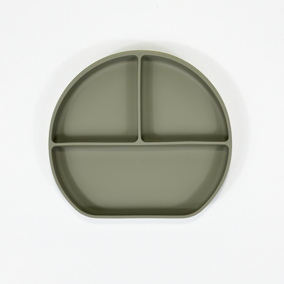 Piatto Compartimentato in Silicone con Ventosa Antiscivolo – Bambus Green