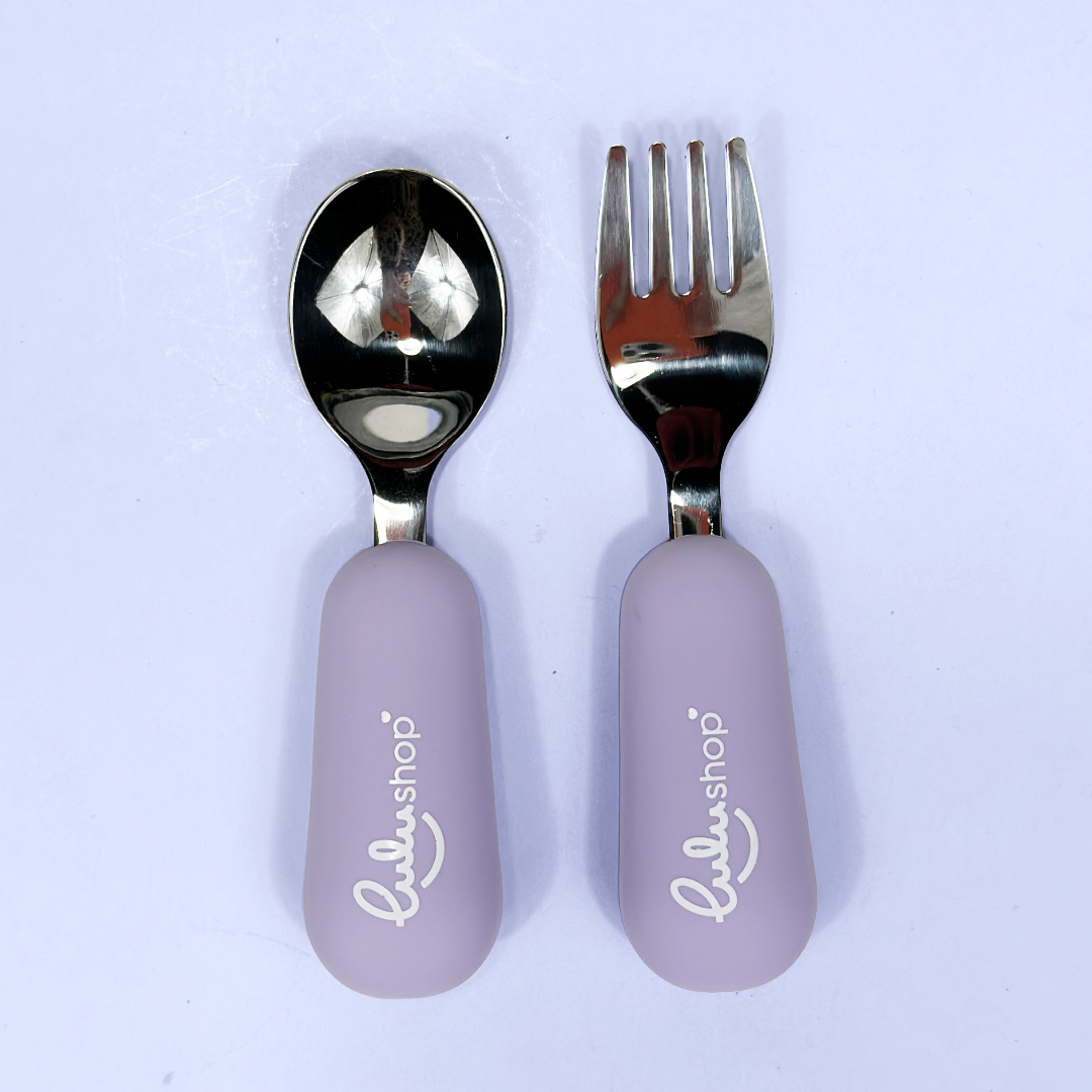 Set 2 posate Forchetta e Cucchiaino per Imparare Lavander Mist