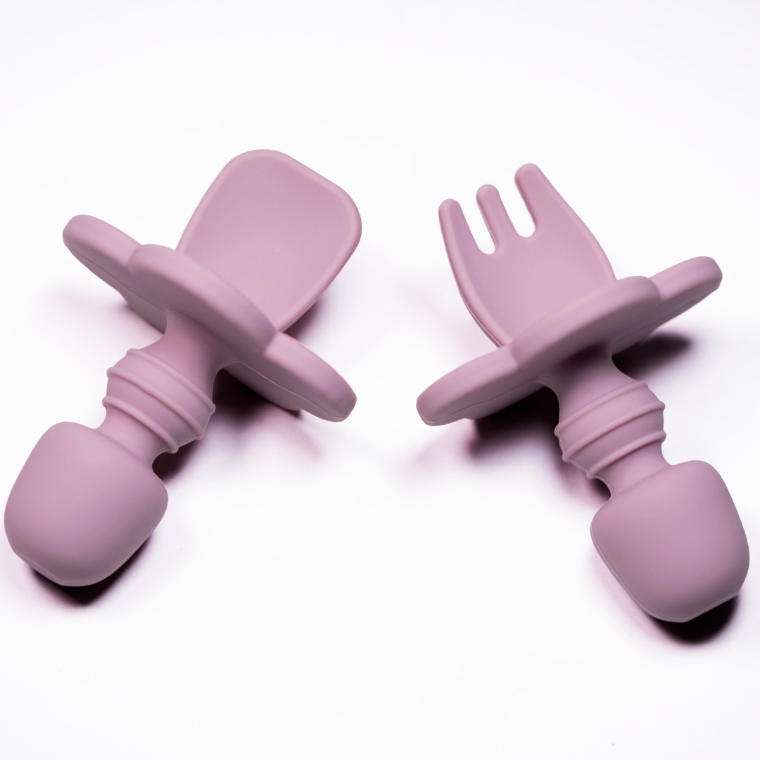 Set 2 pezzi Mini Forchetta e Cucchiaino in Silicone Dusty Pink