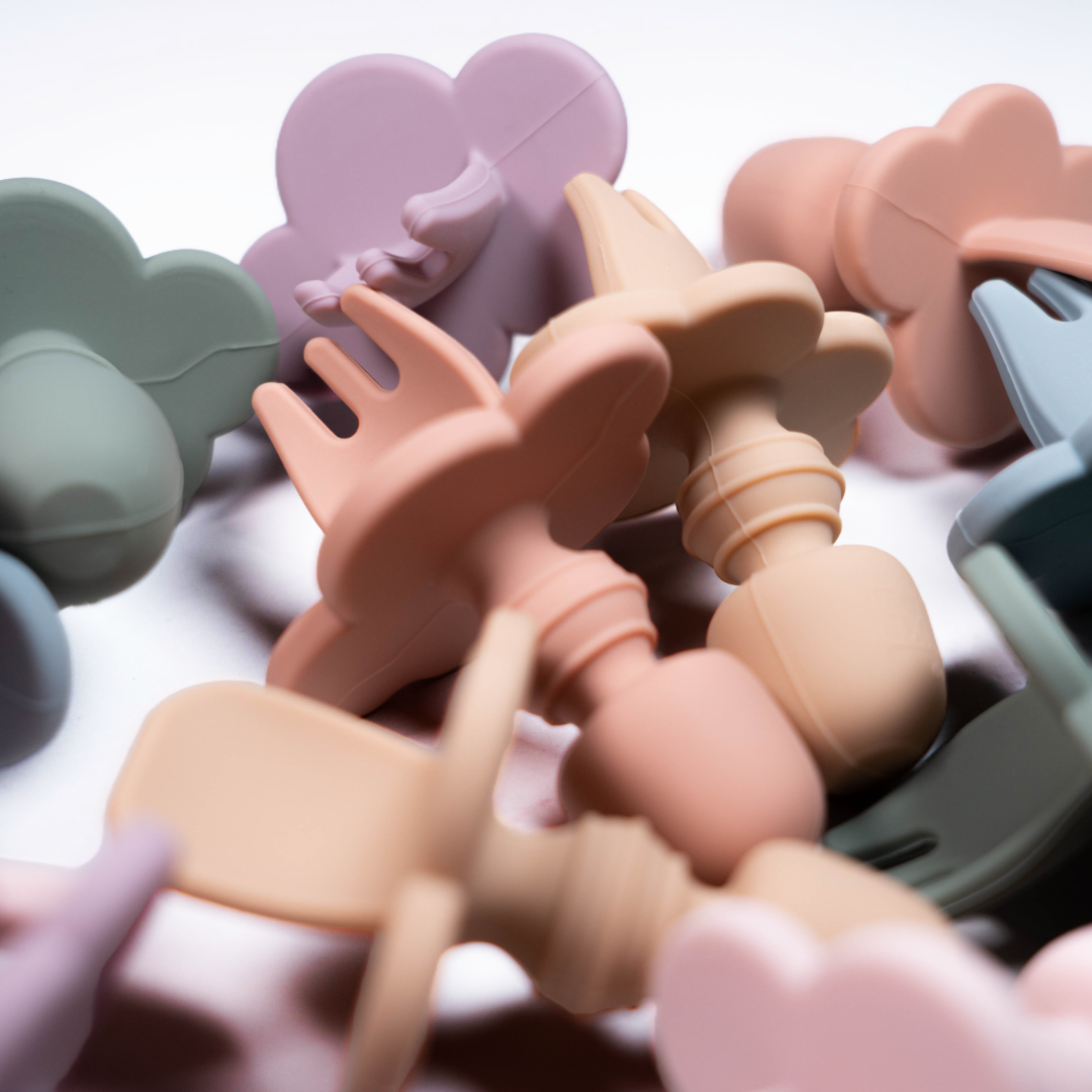 Set 2 pezzi Mini Forchetta e Cucchiaino in Silicone Dusty Pink